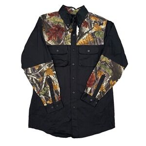 Master Sportsman‎ Camo Shirt Men's Medium Black Pockets Hunting Outdoor